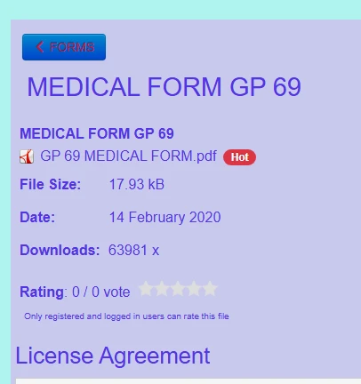 MEDICAL FORM GP 69